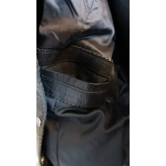 TRIBE AMERICA Women's Vintage Black Suede & Leather Beaded JacketUS 8 - Picture 9 of 14